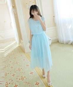 マキシ | プリーツワンピース 半袖ワンピース 夏物 無地 フレアワンピース 可愛い お呼ばれワンピース パーティー ミモレ丈 20代30代40代 女っぽい ロング フェミニン