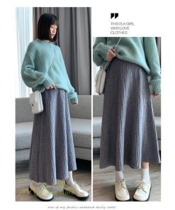 スカート | マタニティ秋 冬 コーデ マタニティウェア レディース Aライン ニット 2022新作 ゆったり カジュアル 大きいサイズ チェック ウエスト調整