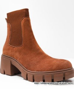 ショートブーツ | 大きいサイズ27cm レディース 上品 ブーツ 秋冬 春 厚底ブーツ ラウンドトゥ ソックス切り替え 太ヒール 大人 チャンキーヒール 黒ブーツ