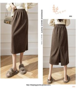 スカート | ロングロング丈 ミモレ丈 ミモレ ウエストゴム 秋 冬 秋冬 あったか コットン カジュアル Aライン 着痩せ スリット キレイめ 2022新作　