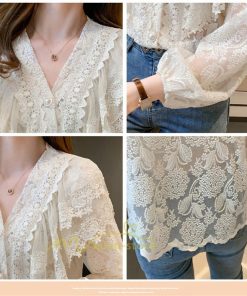 シャツ・ブラウス | ブラウス レディース きれいめ 40代 春秋 オシャレ 長袖 ブラウス レーストップス 夏物 Vネック 20代30代 着痩せ 通勤通学 着回し カジュアル 韓国ファッション