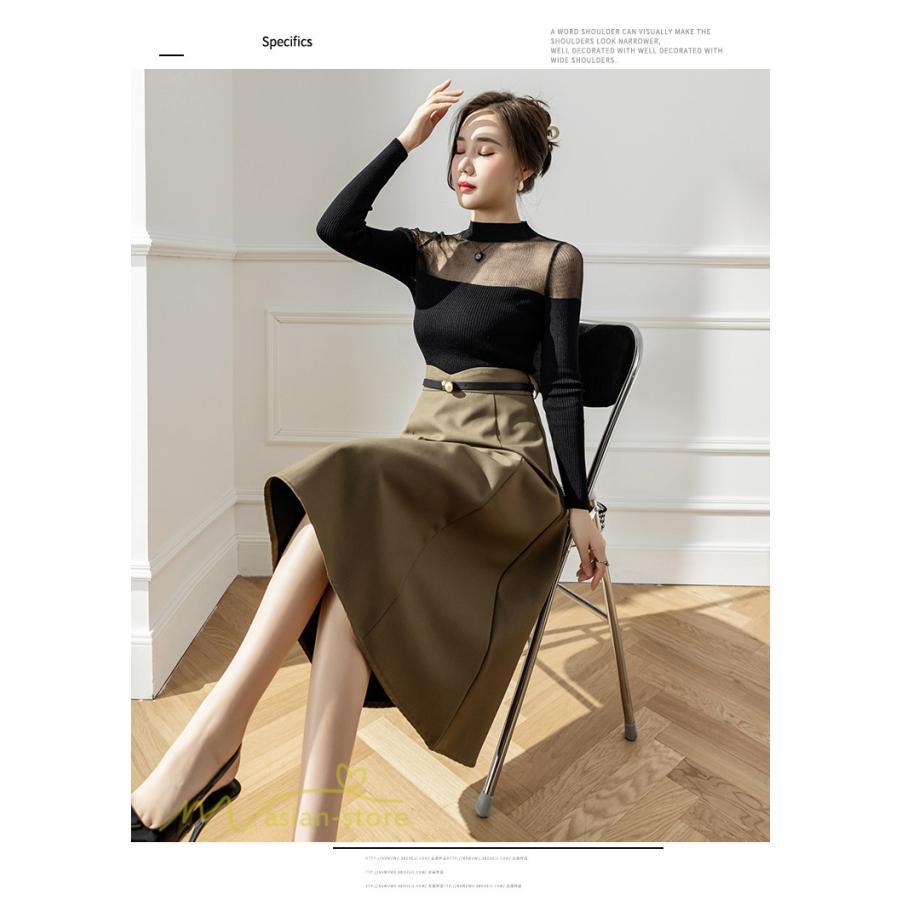 スカート | Aラインレディース 着痩せ 大人 カジュアル 秋冬コーデ 無地 40代 50代 大きいサイズ ひざ丈 膝丈 20代 ハイウエスト きれいめ 30代 大人