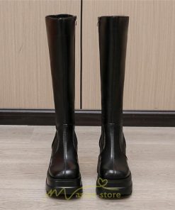 ロングブーツ | レディース ブーツ 厚底 歩きやすい 痛くない 定番 カジュアル 人気ブーツ ファスナー 黒 ブラック シンプル 美脚 おしゃれ 白 オフホワイト