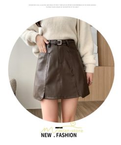 スカート | ミニ秋冬 レザー 無地 レディース 40代 Aライン 30代 20代 50代 着痩せ 通勤 オシャレ カジュアル オフィス OL 着痩せ ベルト付き