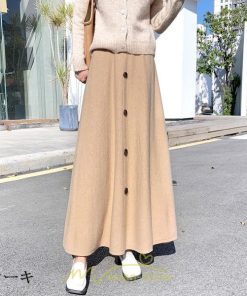 スカート | Aラインレディース マキシロング マキシ プ 着痩せ 秋冬 お呼ばれ トレンド お出かけ 通勤 リゾート 通学 ウェストゴム　ニット