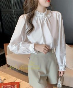 シャツ・ブラウス | ブラウス レディース きれいめ 40代 春秋 上品 無地 ブラウス 長袖 ゆったり オシャレ 韓国風 通勤 着痩せ フェミニン 30代 大人 カジュアル レース付き 50代