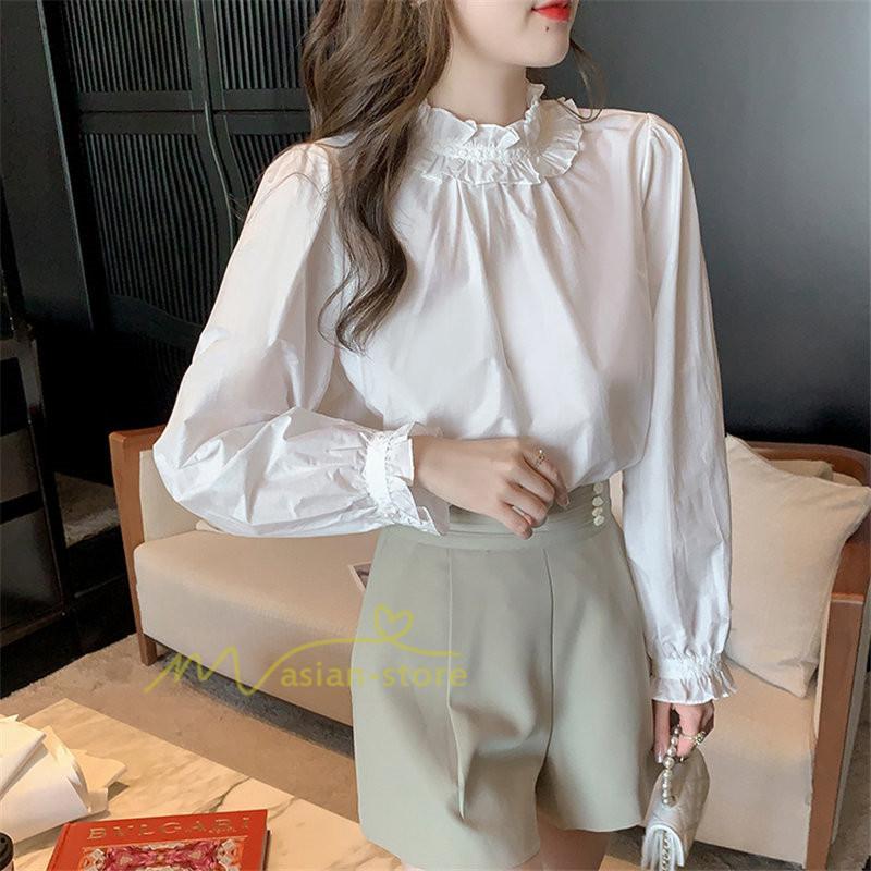 シャツ・ブラウス | ブラウス レディース きれいめ 40代 春秋 上品 無地 ブラウス 長袖 ゆったり オシャレ 韓国風 通勤 着痩せ フェミニン 30代 大人 カジュアル レース付き 50代