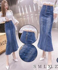 スカート | デニムマーメイド ロング上品 スタイリッシュ ボトムス オシャレ 細身 タイトハイウエスト 夏コーデ 春秋コーデ ハイストレッチ