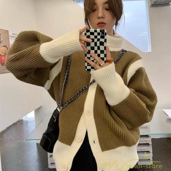 カーディガン | ニットドッキングニットレディース 2022秋冬 羽織り ニット アウター セーター 長袖 20代50代 秋ニット トップス