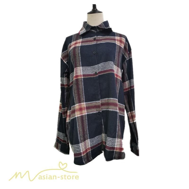 シャツ・ブラウス | チェックシャツ 裏起毛 厚手 レディース シャツ ミドル丈 シャツジャケット アウター 長袖 暖かい トップス 秋冬 ゆったり チュニック丈 チェック柄 20代 大人