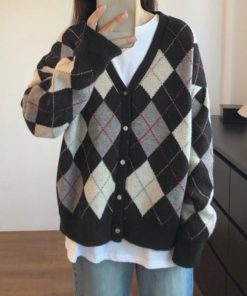 カーディガン | アーガイル柄ニットカーデ