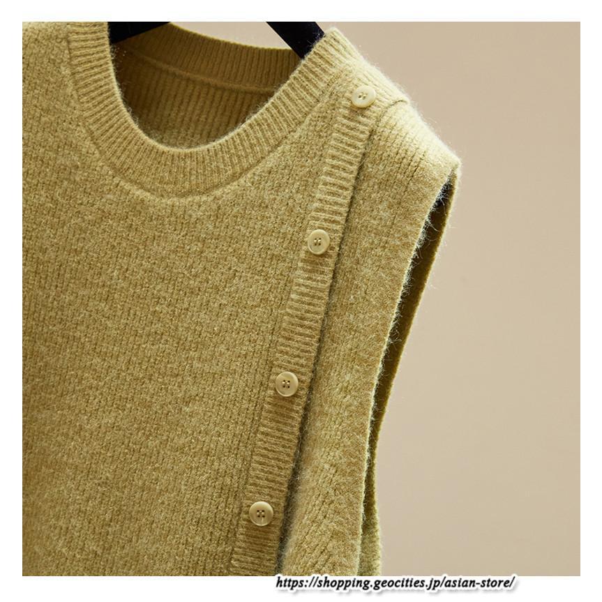 ベスト | ニットレディース トップス Uネック タンクトップ ノースリーブ 袖なし インナー ニット 女ニット セーター 20代30代 レイヤード風 重ね着風