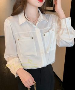 シャツ・ブラウス | トップス シャツ ブラウス レディース 長袖 オフィス ホワイト OL 制服 事務服 就活 リクルート 夏物 着痩せ カジュアル 韓国ファッション 20代30代40代50代