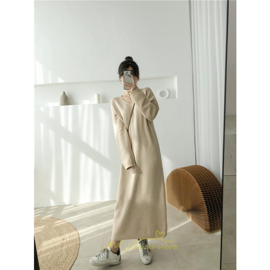 ニットワンピース | レディース 冬 きれいめ ニットフレア ロング おしゃれ 秋冬 長袖 送料無料 可愛い 萌え袖 上品 秋冬コーデ 20代30代40代50代 がーりー