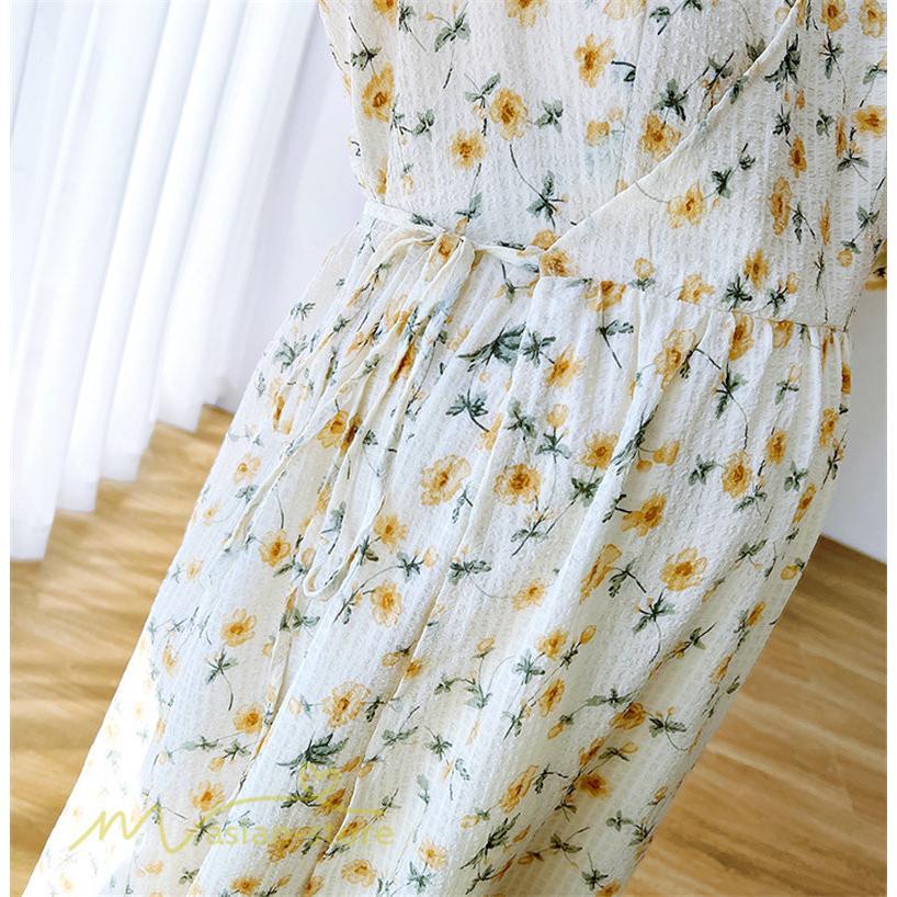 ワンピース | マタニティレディース 着痩せ 小花柄 Vネック マタニティ Aライン 夏新作 ひざ丈 韓国風 半袖 カジュアル 妊婦服 マタニティウェア