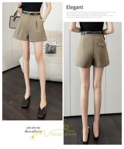 ショートパンツ | パンツ 無地 ベルト 美脚 カジュアル シンプル レディース 春 夏 ベルト付ボトムス お出かけ 日常 ズボン ゆったり 短パン