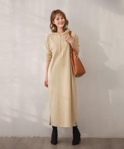 マキシ | パーカーワンピース 春 ライトスウェット ロングワンピース ロングパーカー ミモレ丈 長袖 レディース サイドポケット フード付き 大人 無地 通学通勤 可愛い