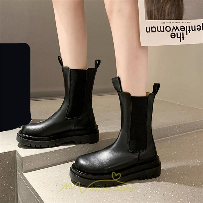 ミドルブーツ | ブーツ レディース グランドトゥ サイドゴア 裏起毛 痛くない 履きやすい 柔らかい 滑らない 通勤 通学 オフィス 美脚 2022新作 OL アウトドア