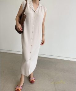 ノースリーブ | ワンピース 夏 春 レディース カジュアル 30代 20代 ロング かわいい マキシ 無地 マキシワンピース ワンピ マキシワンピ 春夏 シンプル ボタン