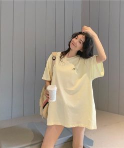 ｔシャツ・カットソー | ロングTシャツ 大きいサイズTシャツ ビッグTシャツ レディーストップス ゆったりTシャツ 可愛い コットン上着 2020春夏 黒 3色 カジュアル おしゃれ