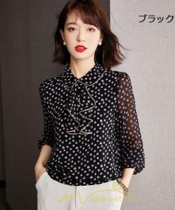 シャツ・ブラウス | ブラウス レディース 長袖 秋冬 オフィス フォーマル スーツ 黒 シフォン 大きいサイズ ビジネス 通勤 体型カバー 50代 40代 20代 フェミニン 30代 秋服