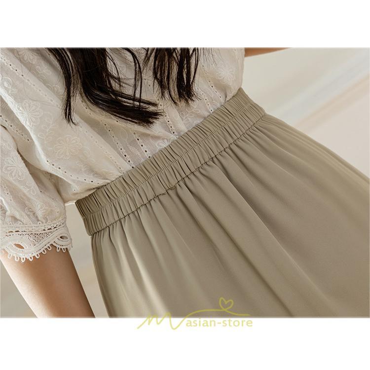 スカート | ボトムス 膝下 スリット ひざ下 Aライン ウエストゴム 楽 大人 きれいめ 20代 30代 40代 サイドチャック 通勤 上品 ビジネス オフィス