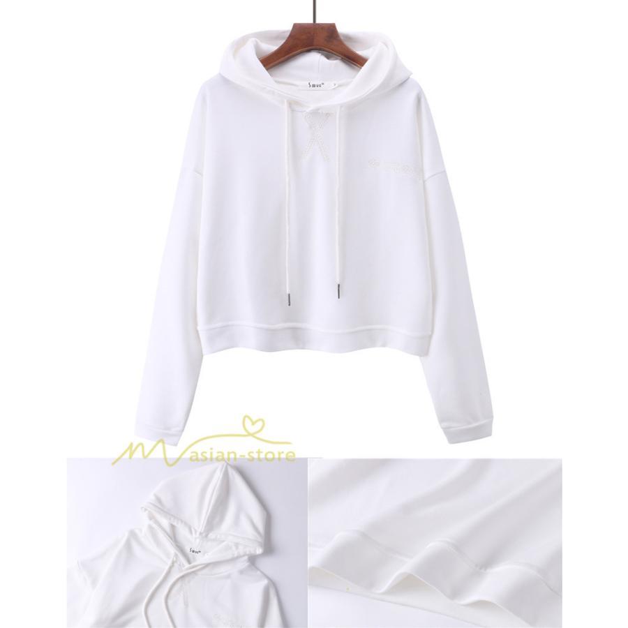 パーカー | 秋新作 長袖フード付き 秋冬 コーデ 薄手 ショート丈 6色 刺繍 シンプル 人気 おしゃれ スウェット プルオーバー 上品 トレーナー 秋物