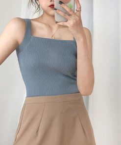 Tシャツ・カットソー | リブニット タンクトップ スクエアネック