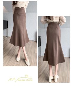 スカート | レディース フィッシュテール秋冬コーデ フレア AラインOL ビジネス カジュアル 大きいサイズ XL 20代 ラシャ 40代 上品 30代