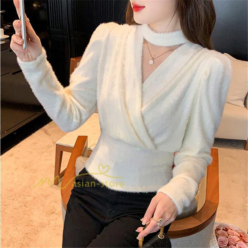 シャツ・ブラウス | ブラウス シャツ 上品 長袖 Vネック オフィスカジュアル 通勤 韓国 ファッション カジュアル エレガント 細身 優雅 OL 20代30代40代 オシャレ 通勤 上品 着回し