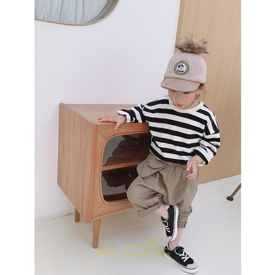 衣装 服 | 子供服 長袖Tシャツ キッズ 男の子 女の子 ロンT トップス 長袖 コットン 春 秋 カジュアル ボーダー柄 ナチュラル 可愛い 男女兼用