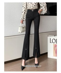 チノ・テーパード・ジョガー・スキニーパン | パンツ 秋 冬 レディース フレアパンツ ボトムス スリット スキニーパンツ 秋 冬 黒 無地 50代 40代 30代 大きいサイズ おしゃれ キレイめ 20代 送料無料 暖か
