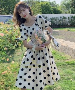 マキシ | ワンピース レディース チュニック 半袖 楽ちん 大きいサイズ 体型カバー ドット柄 カジュアル お出かけ ファッション 着痩せ 20代30代40代 エレガント 夏物