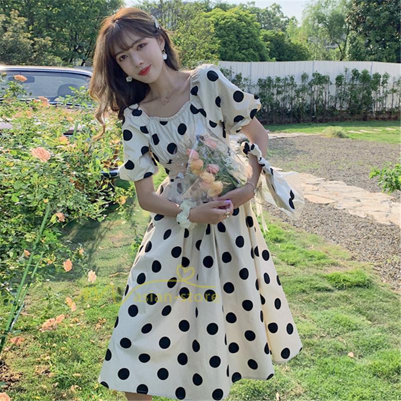 マキシ | ワンピース レディース チュニック 半袖 楽ちん 大きいサイズ 体型カバー ドット柄 カジュアル お出かけ ファッション 着痩せ 20代30代40代 エレガント 夏物