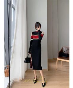 ニットワンピース | ワンピース 秋 秋服 レディース ニット ロングワンピース ロング 長袖 肩出し 秋冬 送料無料 セクシー フェミニン デート 春 お出かけ 結婚式 暖か 通勤