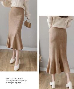 フレアスカート | リブニット マーメイドスカート 春秋冬