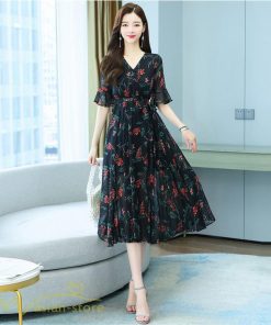 ミディアム | ワンピース レディース ひざ下丈 カジュアル おしゃれ 夏新作 上品 ミディアムワンピース 花柄 大きいサイズ 上品 エレガント 気質 30代 お出かけ 40代 20代