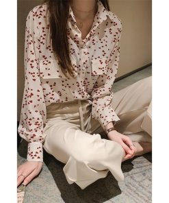 シャツ・ブラウス | シフォンブラウス レディースシャツ 涼感 薄手 長袖 羽織り 前開き トップス ゆったり 可愛い プリント 20代30代 夏冷房 2022 シャツブラウス ハート