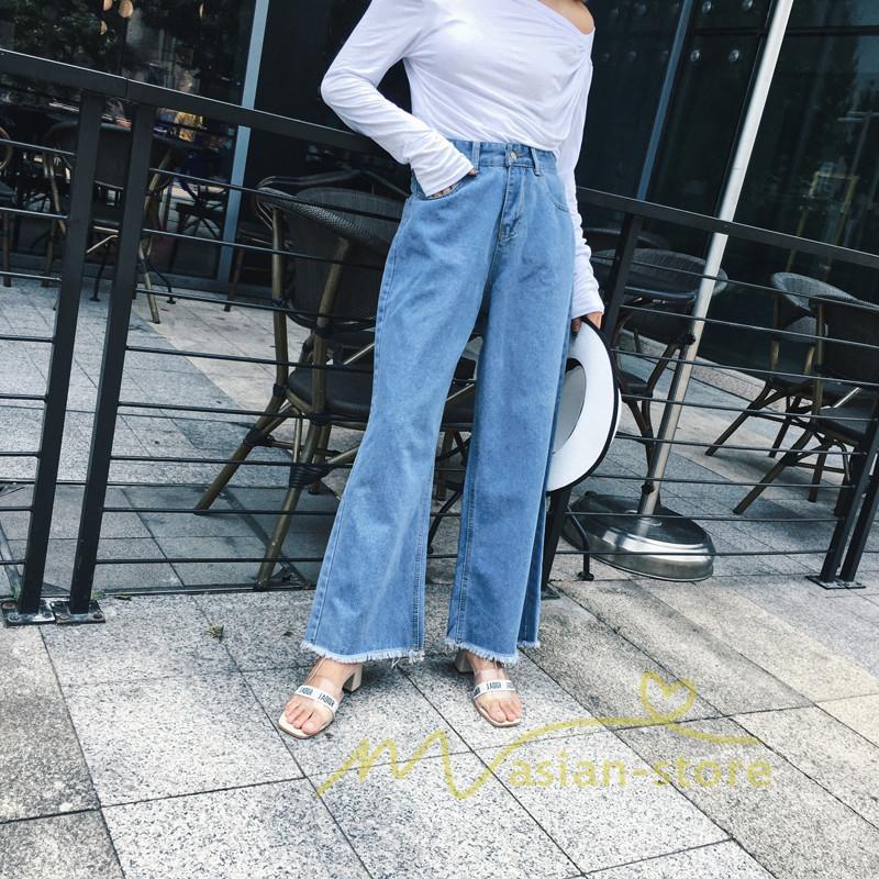 在庫ある | 短納期デニムワイドパンツ レディースボトムスジーンズ 九分丈パンツ デニムボトムス デニムパンツ 春夏秋 薄手 ゆったり 通学通勤 着痩せ ハイウエスト OL 無地