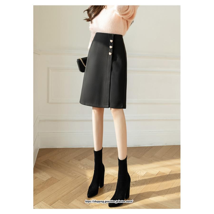 スカート | ミモレ丈ひざ丈レディース 無地 きれいめ 30代 40代 50代 着やせ 上品 通勤 通学 ラシャ キレイめ 2022新作 ハイウエスト 暖か 秋冬