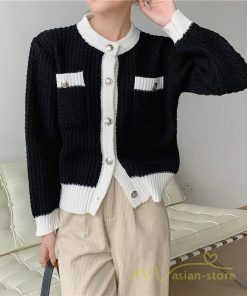 カーディガン | 2022秋冬ニットショート丈 レディース フロントボタン 羽織り ポケット アウター ニット セーター 大人 20代40代 やさしい 通学通勤 長袖