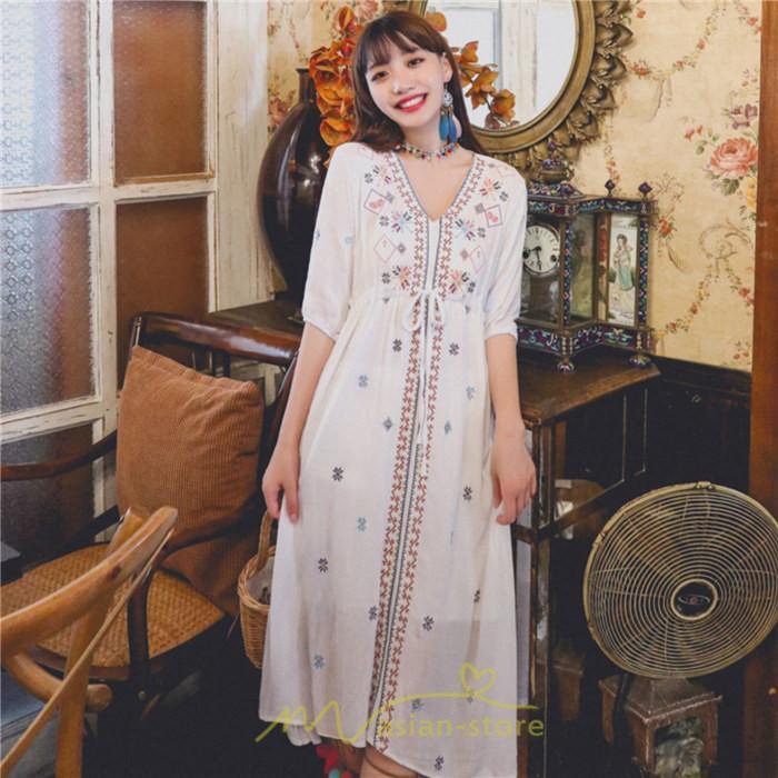 マキシ | ワンピース 膝下 カジュアル 上品 きれいめ 通勤 レディース 七分袖 体型カバー インスタ映え 撮影 個性的 クラシック 大人可愛い 高級感 普段使い 海外旅行