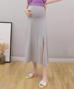 スカート | マタニティ スカートプリーツマタニティロング丈 ミモレ丈 裾口スリット 春 夏 マタニティウェア ウエスト調整 無地 産前産後 着痩せ 上品