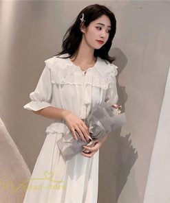 ミディアム | Aラインワンピース レディース ワンピース 着痩せ 上品 半袖 通勤 通学 おしゃれ サマーワンピース 春 夏 上品 レース 30代 20代 通学 40代 Aライン 通勤