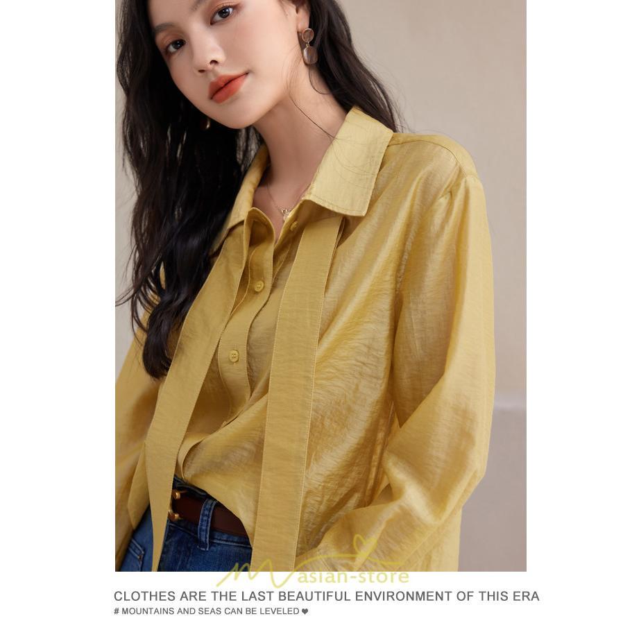 シャツ・ブラウス | シフォンブラウス 長袖 レディース シフォン ブラウス フォーマル カジュアル リボン 着痩せ 通勤 通学 オシャレ 可愛い 秋服 上品 キレイめ 2022 ナチュラル