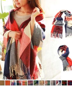 マフラー | ストール マフラー ロング スカーフ 秋冬 チェック柄 大判 ニット