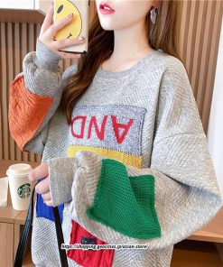 パーカー | トレーナー レディース プルオーバー クルーネック 長袖 トップス Tシャツ スウェット ゆったり 切り替え 大きいサイズ コットン 丸首 送料無料 おしゃれ 綿
