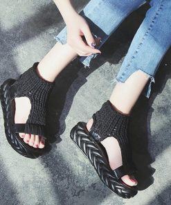 サンダル | レディース 厚底 メッシュ スポーツソックス 通気性 ニット歩きやすい