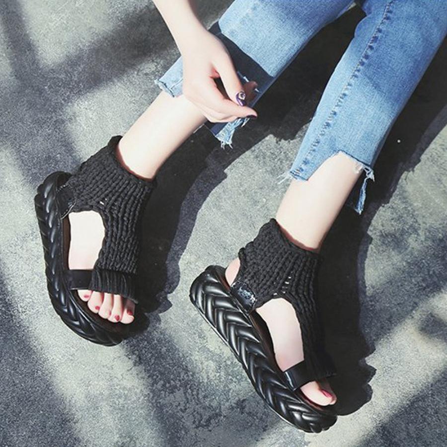 サンダル | レディース 厚底 メッシュ スポーツソックス 通気性 ニット歩きやすい