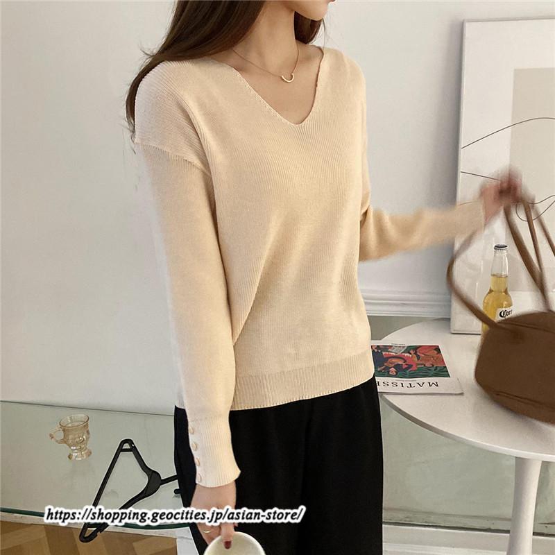 ニット・セーター | カットソー ニット レディース リブニット 長袖 秋冬 春 トップス スリム ストレッチ インナー 無地 長袖カットソー 長袖ニット 通学通勤 プルオーバー 着痩せ